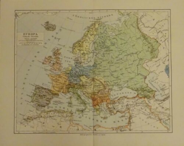 1898 - Europa - Politische Übersicht, Landkarte, alter Druck